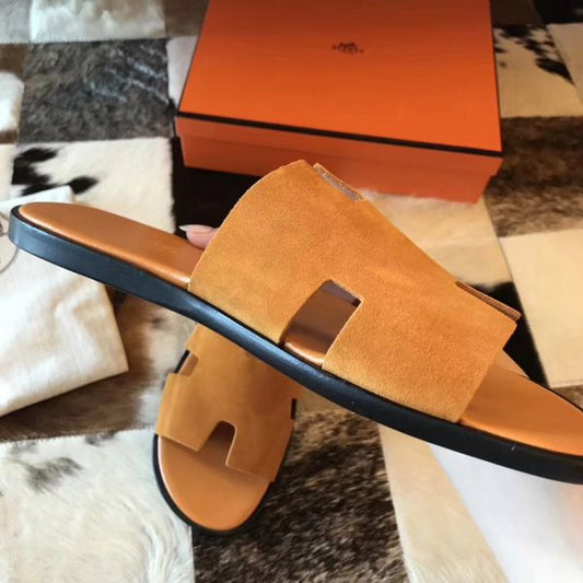 HERM Izmir Sandals In Orange Suede Leather