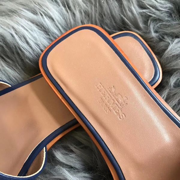 HERM Oran Sandals In Navy Swift Leather