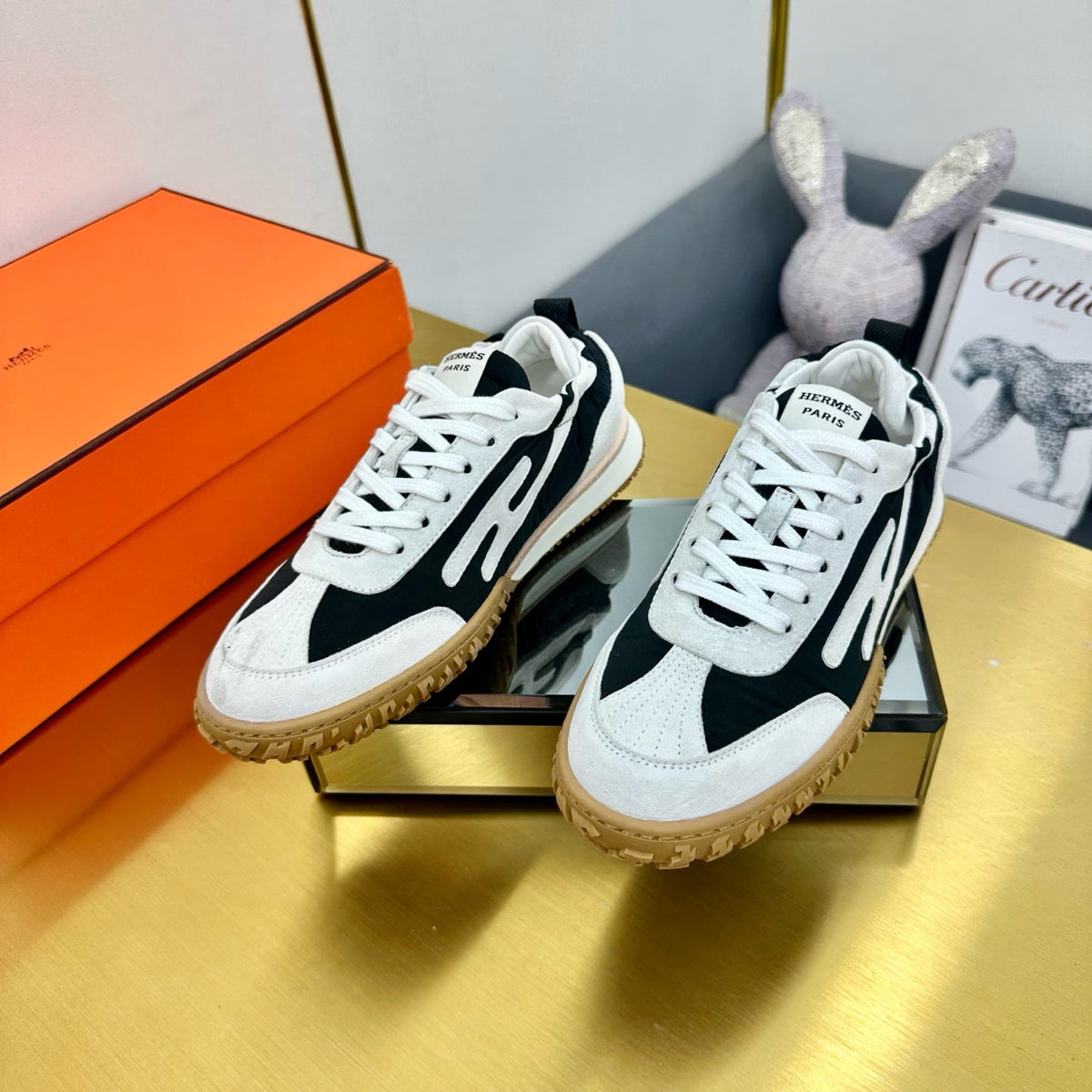 JET SNEAKER IN WHITE MIX BLACK SUEDE